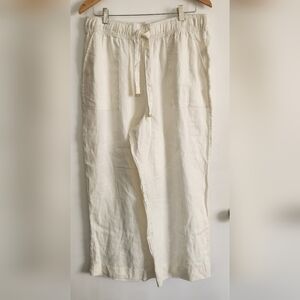 Joie Pants Womens Size XL Cream Linen Wide Leg cottagecore Beach Preppy coastal